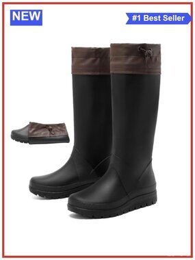 Waterproof Knee-High Rubber Rain Boots Lightweight Foldable Slip-Resistant